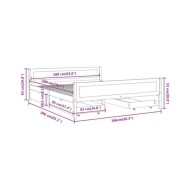 Cadre de lit avec 4 tiroirs Blanc Pin massif 160x200 cm