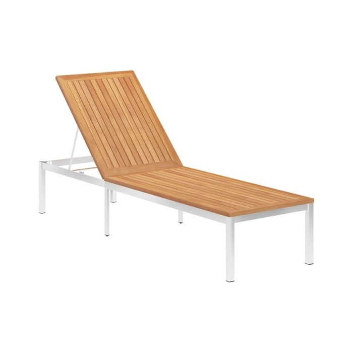 Chaise longue avec coussin Bois de teck et acier inoxydable