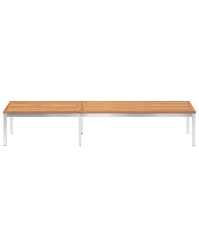 Chaise longue avec coussin Bois de teck et acier inoxydable