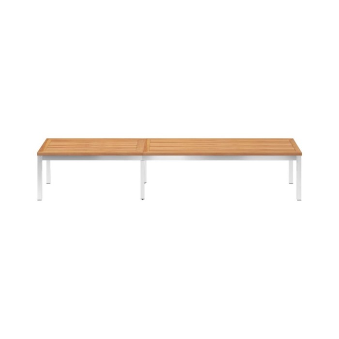 Chaise longue avec coussin Bois de teck et acier inoxydable