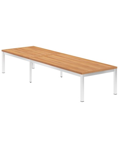 Chaise longue avec coussin Bois de teck et acier inoxydable