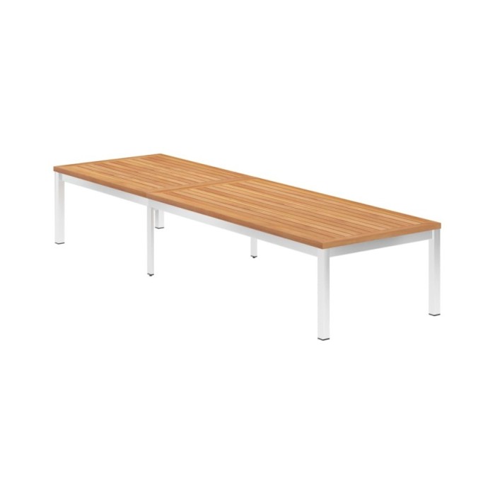 Chaise longue avec coussin Bois de teck et acier inoxydable