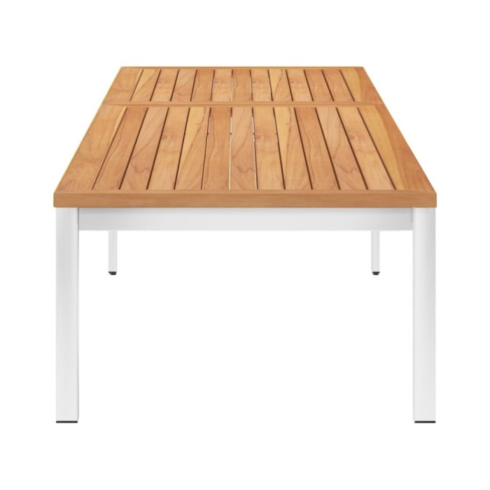 Chaise longue avec coussin Bois de teck et acier inoxydable