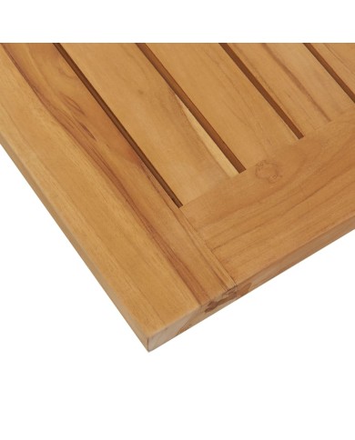 Chaise longue avec coussin Bois de teck et acier inoxydable