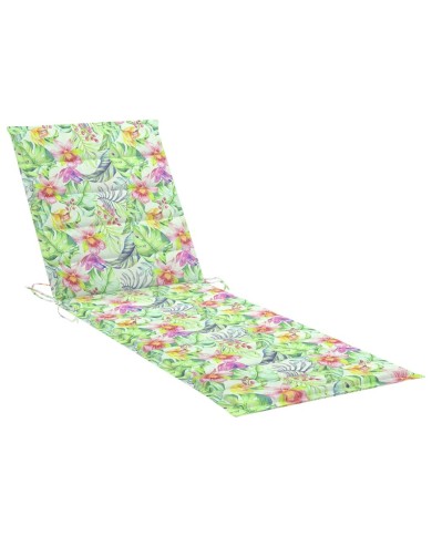 Chaise longue avec coussin Bois de teck et acier inoxydable