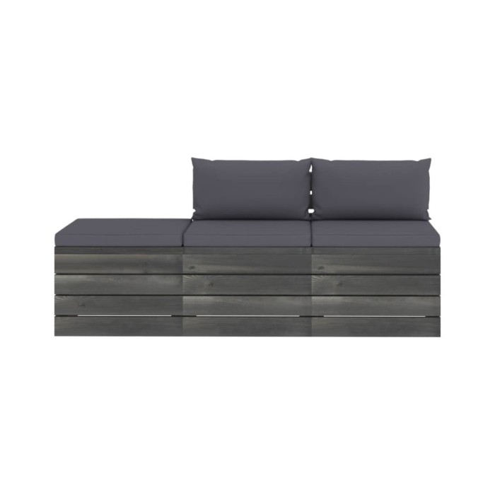 Salon palette de jardin 3 pcs avec coussins Bois de pin massif