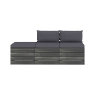 Salon palette de jardin 3 pcs avec coussins Bois de pin massif