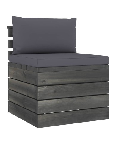 Salon palette de jardin 3 pcs avec coussins Bois de pin massif