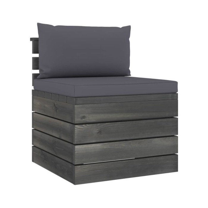 Salon palette de jardin 3 pcs avec coussins Bois de pin massif