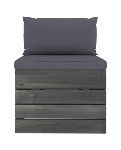 Salon palette de jardin 3 pcs avec coussins Bois de pin massif