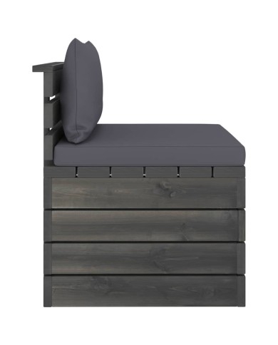 Salon palette de jardin 3 pcs avec coussins Bois de pin massif