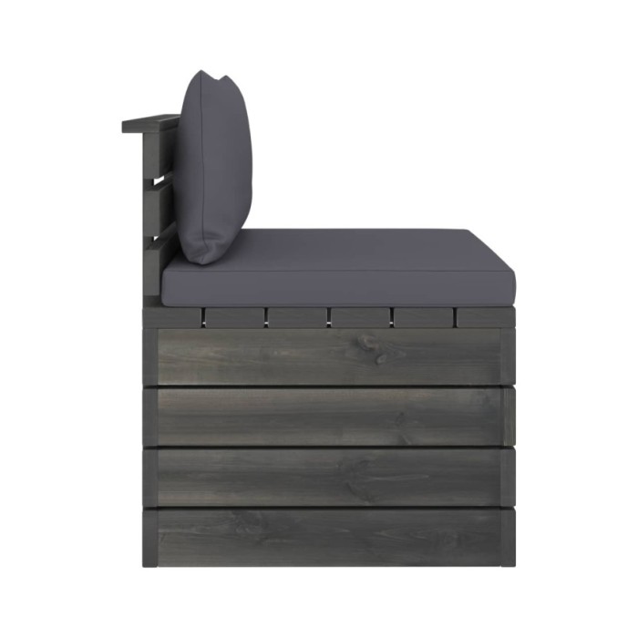 Salon palette de jardin 3 pcs avec coussins Bois de pin massif