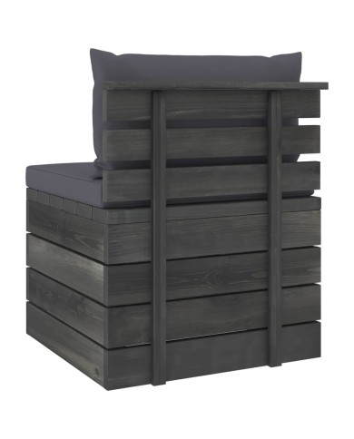 Salon palette de jardin 3 pcs avec coussins Bois de pin massif