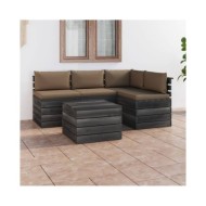 Salon palette de jardin 5 pcs avec coussins Bois de pin massif