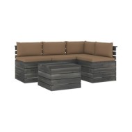 Salon palette de jardin 5 pcs avec coussins Bois de pin massif