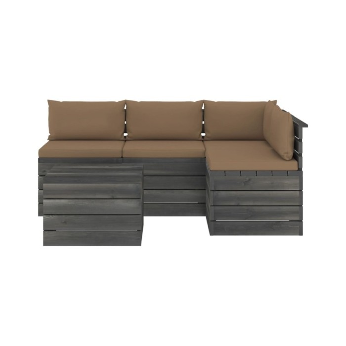 Salon palette de jardin 5 pcs avec coussins Bois de pin massif