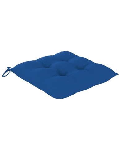 Chaises de jardin avec coussins bleu 2 pcs Bois de teck massif