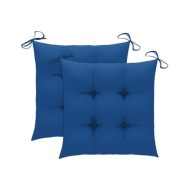 Chaises de jardin 2 pcs avec coussins bleu Bois de teck massif