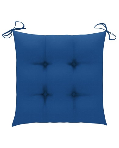 Chaises de jardin 2 pcs avec coussins bleu Bois de teck massif