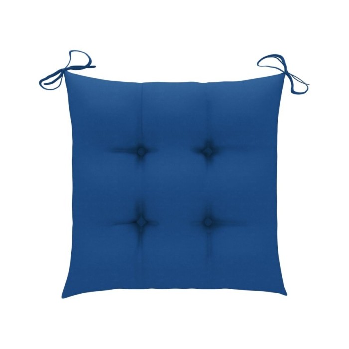Chaises de jardin 2 pcs avec coussins bleu Bois de teck massif