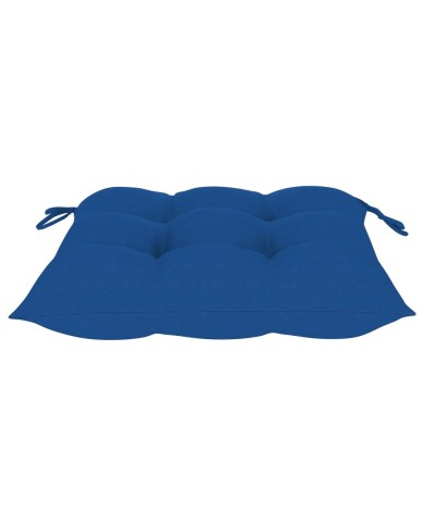 Chaises de jardin 2 pcs avec coussins bleu Bois de teck massif