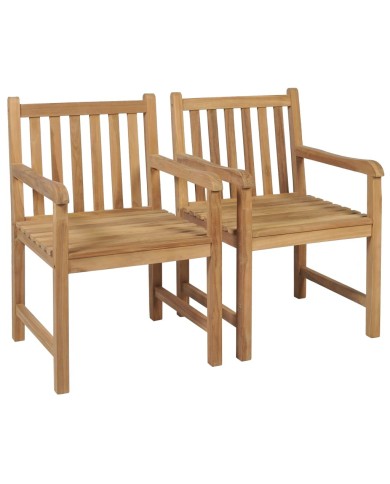 Chaises de jardin 2 pcs avec coussins bleu Bois de teck massif