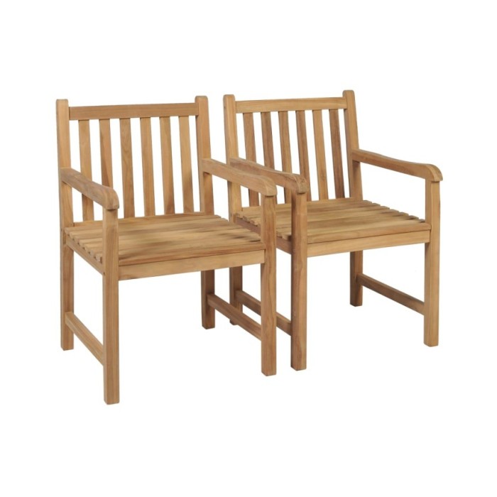 Chaises de jardin 2 pcs avec coussins bleu Bois de teck massif