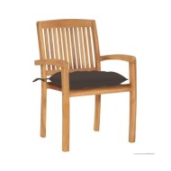 Chaises de jardin 2 pcs avec coussins taupe Bois de teck massif