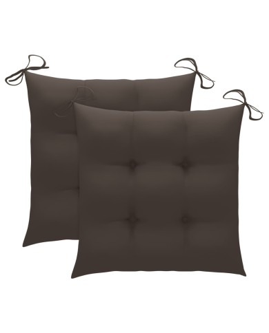 Chaises de jardin 2 pcs avec coussins taupe Bois de teck massif