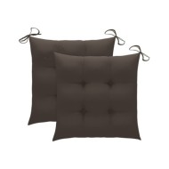 Chaises de jardin 2 pcs avec coussins taupe Bois de teck massif
