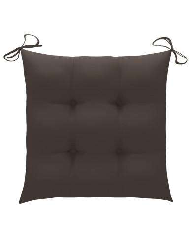 Chaises de jardin 2 pcs avec coussins taupe Bois de teck massif