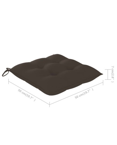 Chaises de jardin 2 pcs avec coussins taupe Bois de teck massif