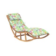 Chaise longue à bascule avec coussin Bois de teck solide