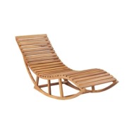 Chaise longue à bascule avec coussin Bois de teck solide