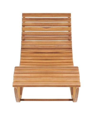 Chaise longue à bascule avec coussin Bois de teck solide