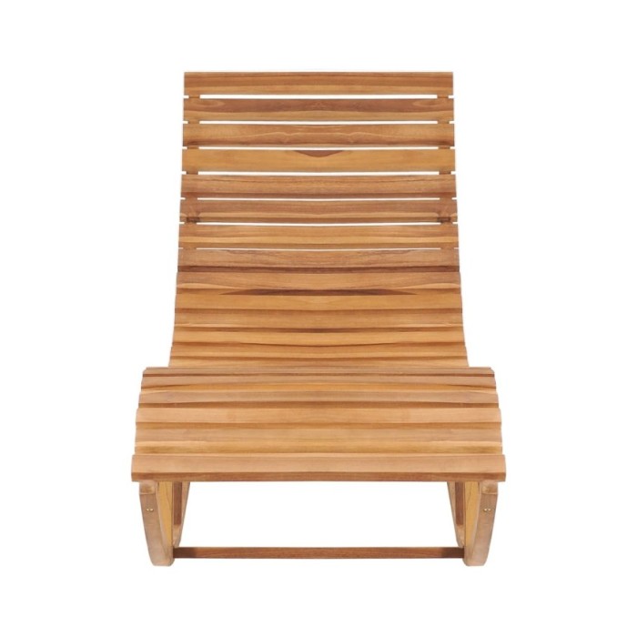 Chaise longue à bascule avec coussin Bois de teck solide