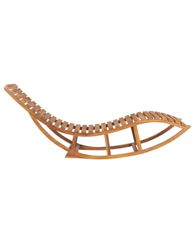 Chaise longue à bascule avec coussin Bois de teck solide
