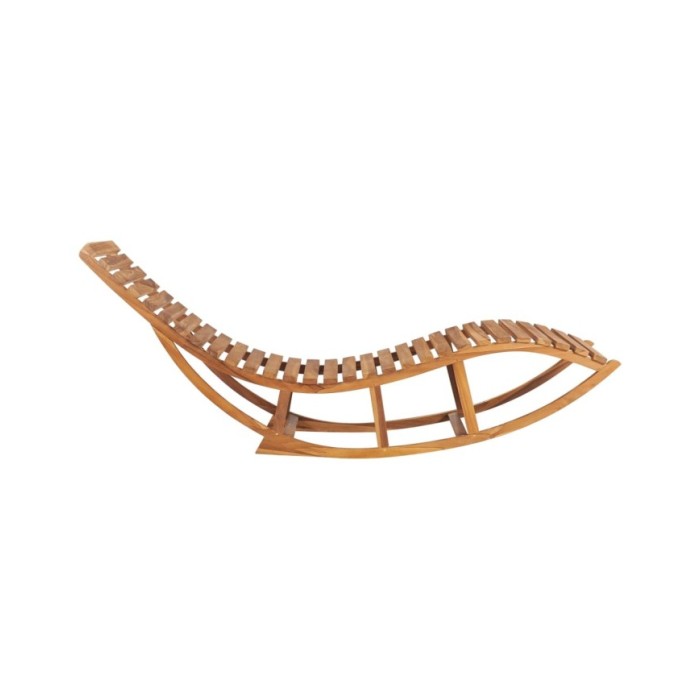 Chaise longue à bascule avec coussin Bois de teck solide