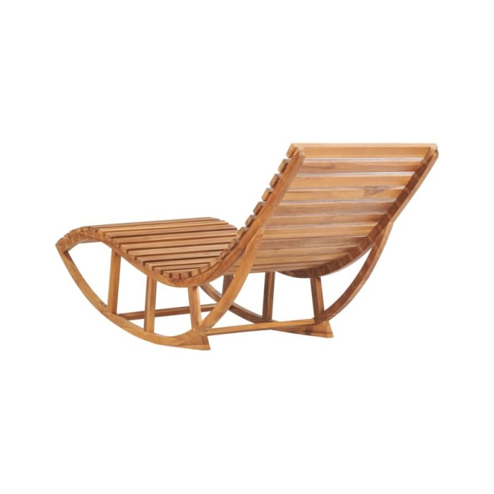 Chaise longue à bascule avec coussin Bois de teck solide