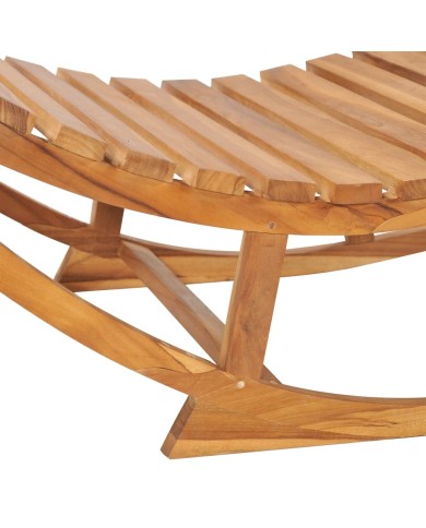 Chaise longue à bascule avec coussin Bois de teck solide