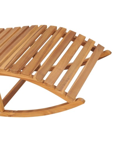 Chaise longue à bascule avec coussin Bois de teck solide
