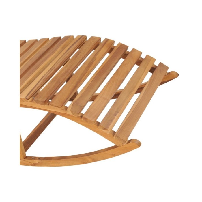 Chaise longue à bascule avec coussin Bois de teck solide
