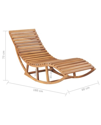 Chaise longue à bascule avec coussin Bois de teck solide