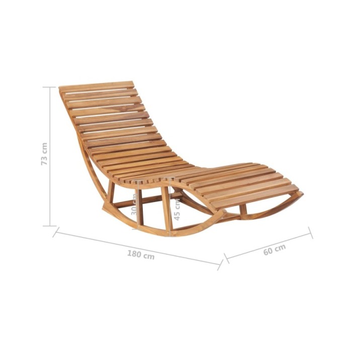 Chaise longue à bascule avec coussin Bois de teck solide