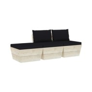 Salon de jardin palette 3 pcs avec coussins Épicéa imprégné