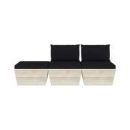 Salon de jardin palette 3 pcs avec coussins Épicéa imprégné