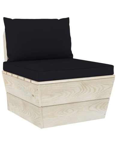 Salon de jardin palette 3 pcs avec coussins Épicéa imprégné