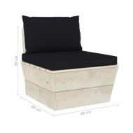 Salon de jardin palette 3 pcs avec coussins Épicéa imprégné