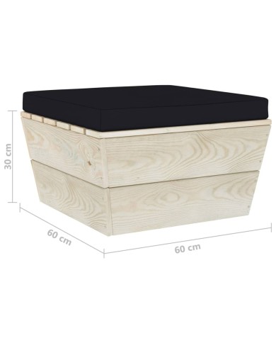 Salon de jardin palette 3 pcs avec coussins Épicéa imprégné