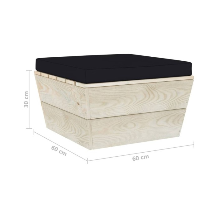 Salon de jardin palette 3 pcs avec coussins Épicéa imprégné